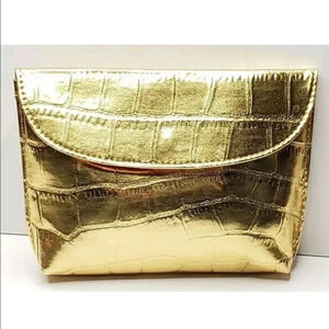 Estée  Lauder shiny croc faux leather makeup pouch